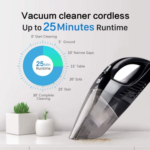  Grenature Handheld Vacuum, Cordless Car Vacuum Cleaner Wet Dry Vac USB Chargeable Mini Portable Automotive/Auto Vac Hand Lightweight Home Pet Cat Dog Hair Cleaning(4Kpa-Black)