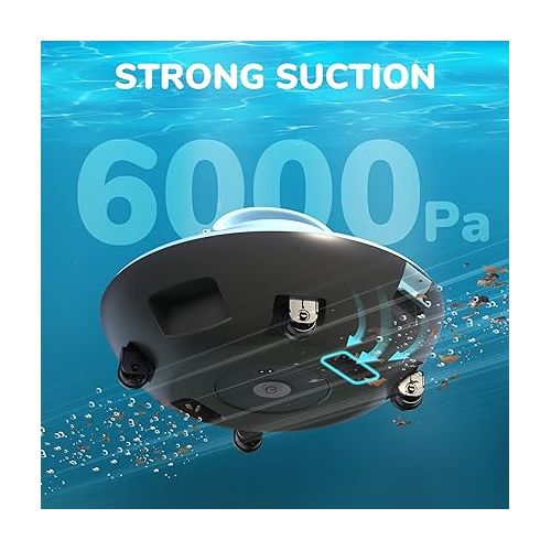  Robotic Pool Vacuum Cleaner - Autonomous Pool Vacuum for Above & In-Ground Pools - Strong Suction, Self-Docking Underwater Skimmer with Top Handle in Arctic Blue