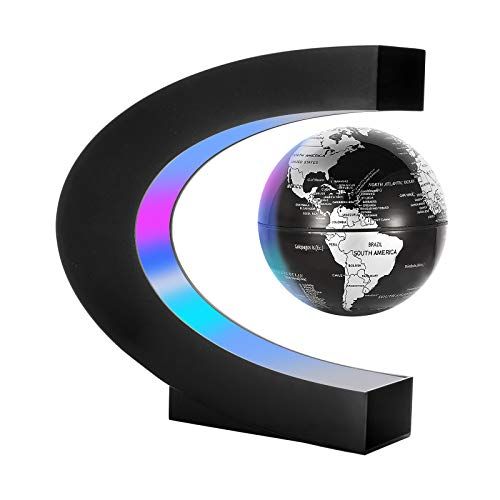  [아마존베스트]Gresus Magnetic Levitation Floating World Map Globe with C Shape Base, Floating Globe with LED Lights, Great Fathers Students Teacher Business Boyfriend Birthday Gift for Desk Deco