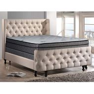 Greton 9001v-5/0-2SF Fully Assembled 13-Inch Soft Encased Hybrid Eurotop Pillowtop Memory Foam Gel Innerspring and 8 Metal Box Spring/Foundation Set, Good for The Back, Queen, 59x7