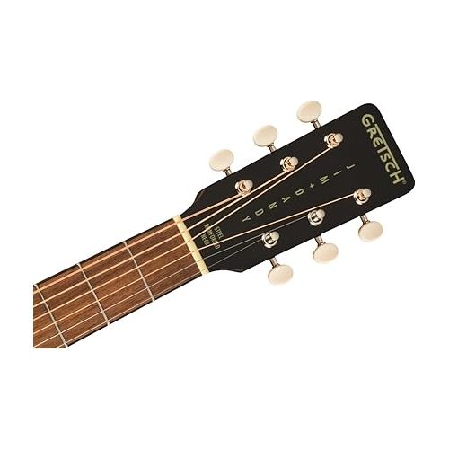  Gretsch Jim Dandy Deltoluxe Parlor 6-String Right-Handed Acoustic Guitar with C-Shape Neck and Select Lightweight Laminate Tonewoods X-Braced Body (Black Top)