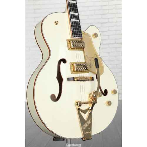  Gretsch G6136T-MGC Michael Guy Chislett Signature Falcon with Bigsby Electric Guitar - Vintage White with Ebony Fingerboard