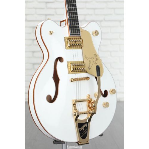  Gretsch G6636T Players Edition Falcon Center Block Semi-hollowbody Electric Guitar - White, Bigsby Tailpiece
