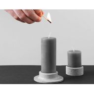 GreyMass Candlestick made of concrete (two candles + two candle holder in set)