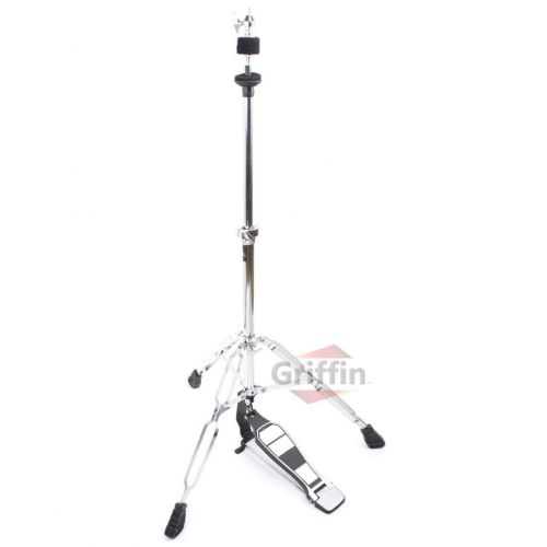  Deluxe Hi-Hat Stand by Griffin | Hi Hat Cymbal Pedal With Drum Key | HiHat Mount with Double Braced Hardware Accessory Set|Adjustable High Hat Holder Ideal for Mobile Percussion Dr