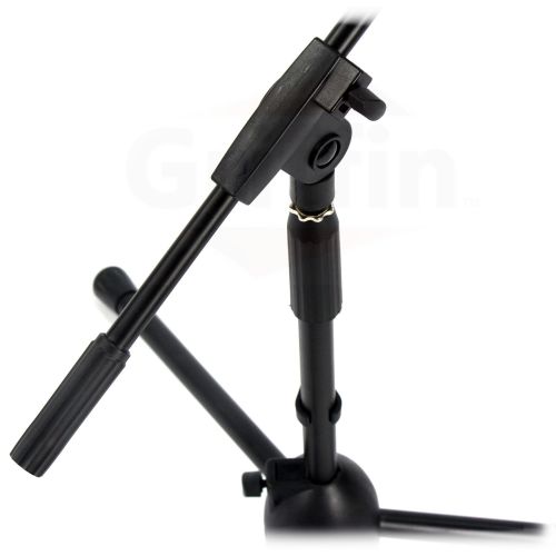  Short Microphone Stand with Boom Arm by Griffin Low Profile Mic Stand Mount for Kick Bass Drums, Desktop & Guitar Amplifiers Small Level Telescoping Boom Holder with Tripod Legs