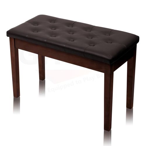  Griffin Double Brown Leather Piano Bench  Vintage Design, Heavy-Duty & Ergonomic Keyboard Stool, Comfortable Double Duet Seat & Convenient Hidden Storage Space, Perfect For Home &