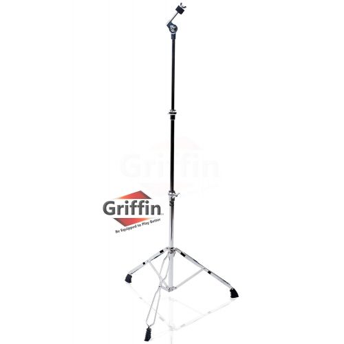  Complete Drum Hardware Pack 6 Piece Set by Griffin | Full Size Percussion Stand Kit with Snare, Hi-Hat, Cymbal Boom, Throne Stool and Single Kick Drum Pedal | Lightweight and Porta