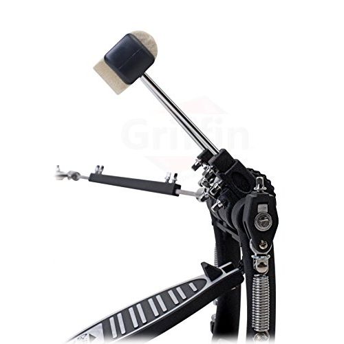  Deluxe Double Kick Drum Pedal for Bass Drum by Griffin | Twin Set Foot Pedal|Quad Sided Beater Heads|Dual Pedal Double Chain Drive Percussion Hardware | Impressive Response for Met