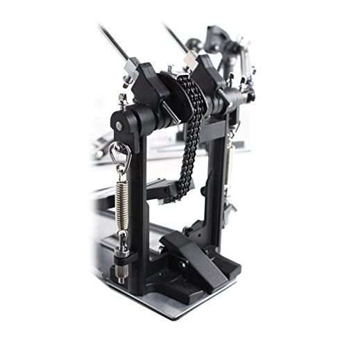  Deluxe Double Kick Drum Pedal for Bass Drum by Griffin | Twin Set Foot Pedal|Quad Sided Beater Heads|Dual Pedal Double Chain Drive Percussion Hardware | Impressive Response for Met