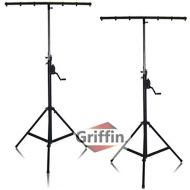 Crank Up Dj Light Stands (2 Pack) Stage Lighting Truss System by Griffin | Portable Speaker Tripod | Heavy Duty Standing Rig | Adjustable Height Trussing|Holds 6 Can Lights|Music P