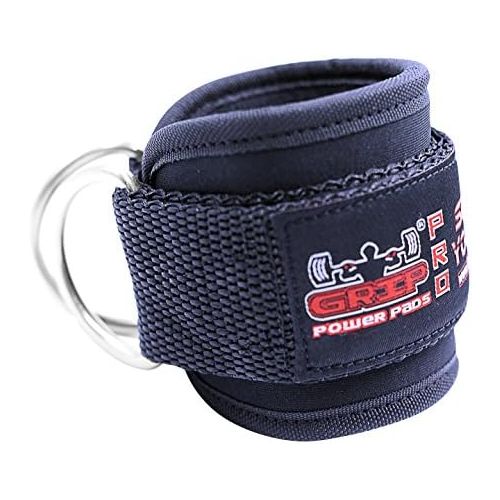  Grip Power Pads Best Ankle Straps for Cable Machines Double D-Ring Adjustable Neoprene Premium Cuffs to Enhance Legs, Abs & Glutes for Men & Women