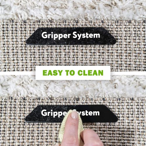  Gripper System Rug Gripper Carpet Corner Weights No Slip Anti Curling Non Sliding Double Sided Indoor Outdoor Adhesive Tape Pad Anchors Stickers Grip Hardwood Floor Reusable Washable Eco Friendly