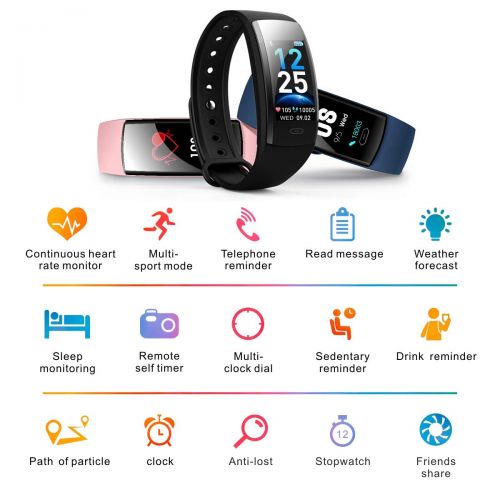  Grist CC Fitness Trackers Fitness Bracelet with Heart Rate Monitor IP67 Waterproof Pedometer for Women or Men