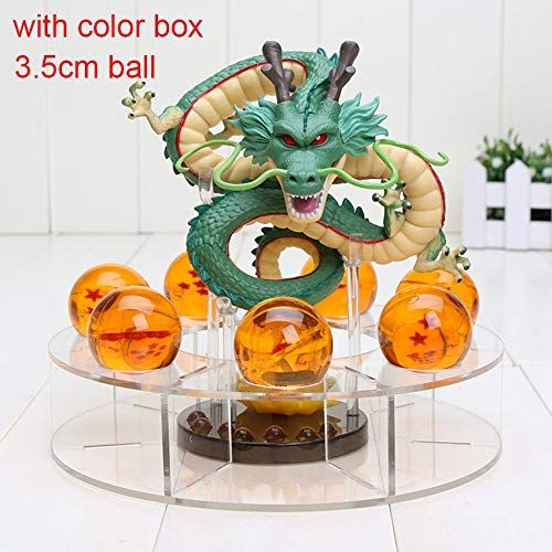  Grocoto Prime - Action & Toy Figures - Dragon Ball Z Shenron PVC Action Figures Toys Golden Green Dragon 7Pcs 3.5cm Dragonball Z Crystal Balls + Shelf Great Gift 1 PCs