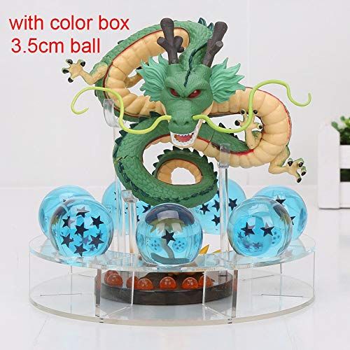  Grocoto Prime - Action & Toy Figures - Dragon Ball Z Shenron PVC Action Figures Toys Golden Green Dragon 7Pcs 3.5cm Dragonball Z Crystal Balls + Shelf Great Gift 1 PCs