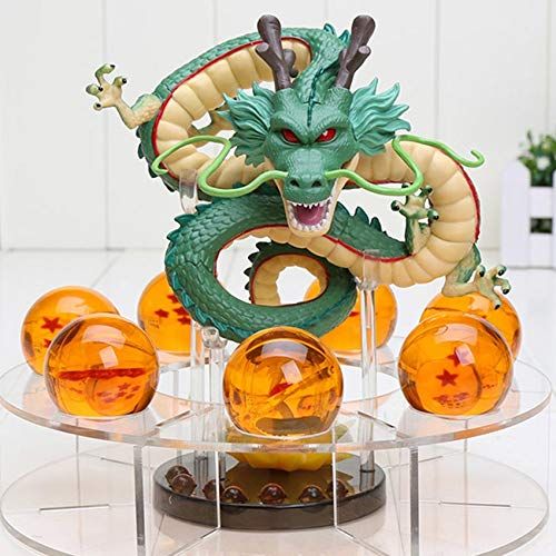  Grocoto Prime - Action & Toy Figures - Dragon Ball Z Shenron PVC Action Figures Toys Golden Green Dragon 7Pcs 3.5cm Dragonball Z Crystal Balls + Shelf Great Gift 1 PCs