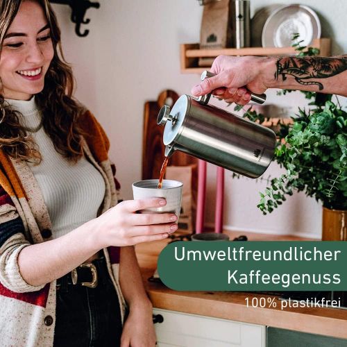  Visit the Groenenberg Store Groenenberg French Press Stainless Steel | 0.35-1 Litre (2-5 Cups) Coffee Maker Double-Walled Insulated | Coffee Press Incl. Replacement Filters & Step-by-Step Instructions (Englis