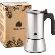 Visit the Groenenberg Store Groenenberg Espresso Maker 2 Cups (100 ml) | Stainless Steel Espresso Pot | Mocha Pot | Camping Coffee Maker with Replacement Seal & Instructions | Espresso Maker Aluminium Free (2