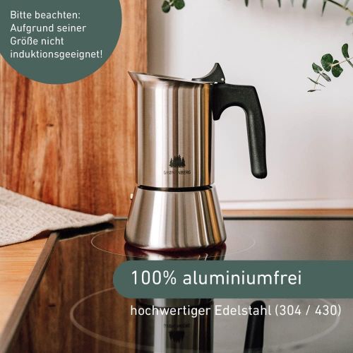  Visit the Groenenberg Store Groenenberg Espresso Maker 2 Cups (100 ml) | Stainless Steel Espresso Pot | Mocha Pot | Camping Coffee Maker with Replacement Seal & Instructions | Espresso Maker Aluminium Free (2