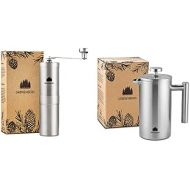 Groenenberg Economy Pack of 4 | Manual Coffee Grinder + French Press Stainless Steel 600 ml | Hand Coffee Grinder | Coffee Maker