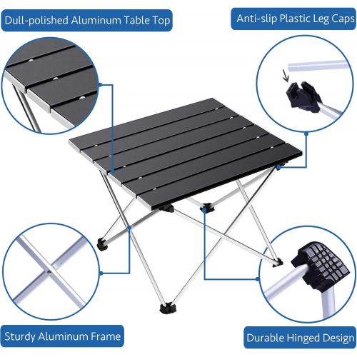  Grope Portable Camping Table with Aluminum Table Top, Folding Beach Table Easy to Carry, Prefect for Outdoor, Picnic, BBQ, Cooking, Festival, Beach, Home