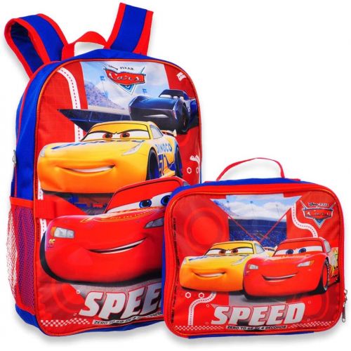  Group Ruz Disney Cars Jackson & Lightning McQueen 16 Backpack With Lunch Box 2 Piece Set