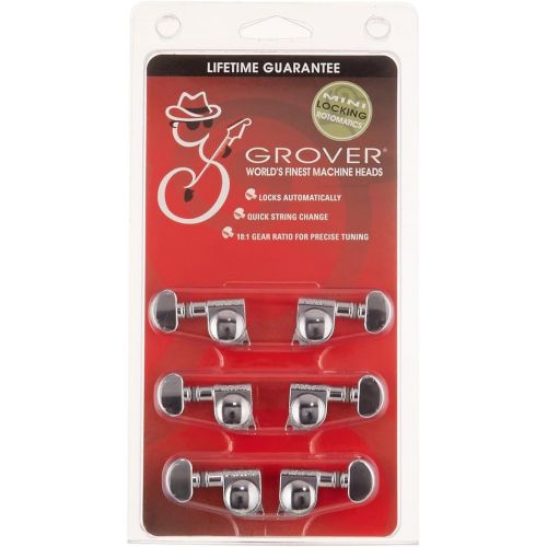  Grover 406C Rotomatic Mini 3 per Side Self Locking Machine Heads, Chrome