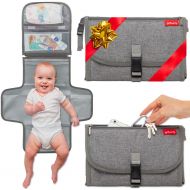 Groverly Portable Diaper Changing Pad - Baby Travel Changing Station Mat Clutch | Slim Hygienic Durable | Memory Foam Comfort Pillow | Diaper Bag Accessories | Baby Shower Gifting by Grover