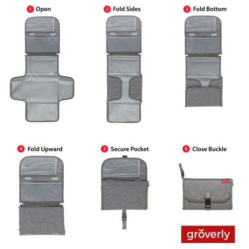  [아마존베스트]Groverly Portable Diaper Changing Pad - Baby Travel Changing Station Mat Clutch | Slim Hygienic Durable |...