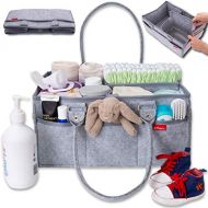 [아마존베스트]Groverly Baby Diaper Caddy Organizer - Baby Gift Basket | Portable Nursery Changing Table Storage Bag | Removable Handles Grey | Arts Craft Toy Caddy