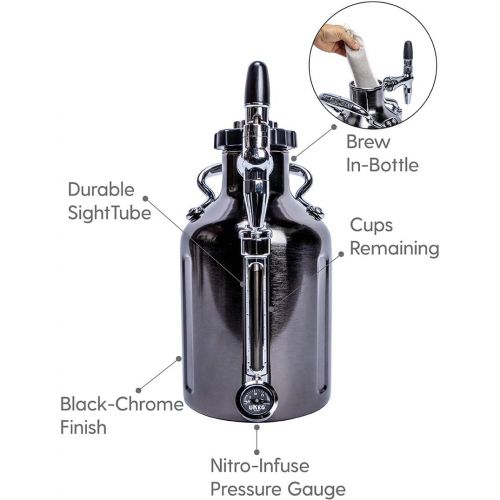  GrowlerWerks uKeg Nitro Cold Brew Coffee Maker, 50 oz, Black Chrome