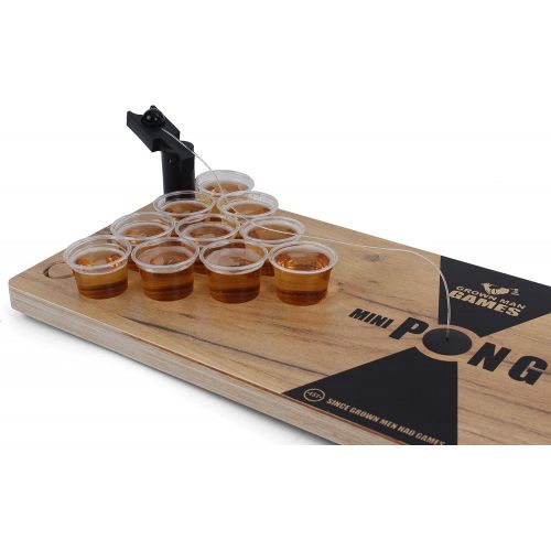  Grown Man Games Mini Beer Pong - Drinking Game - Party Game - Beer Game - Tabletop Beer Pong Table - Mini Pong Mini Game - Tabletop Beer Pong Set