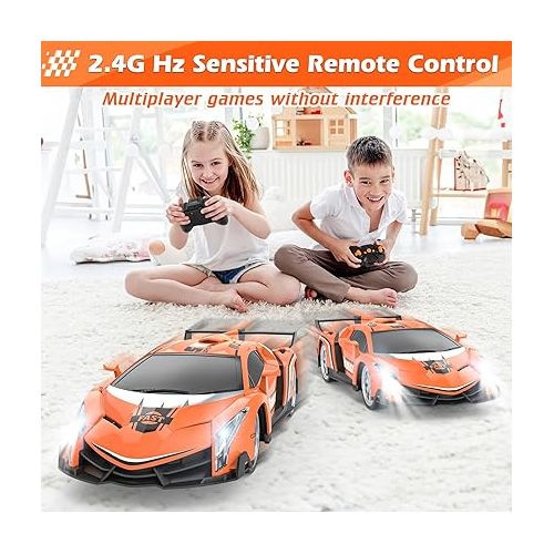  Growsland Remote Control Car RC Cars Xmas Gifts Toys for Kids 1/18 Electric Sport Racing Hobby Rc Crawler Toy Car Boys Girls Adults Included Rechargable Batteries (Orange)