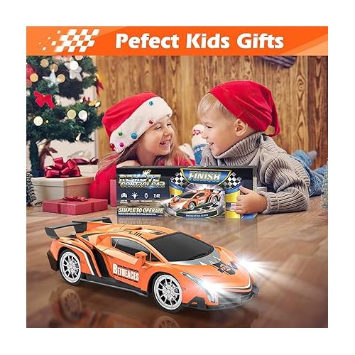  Growsland Remote Control Car RC Cars Xmas Gifts Toys for Kids 1/18 Electric Sport Racing Hobby Rc Crawler Toy Car Boys Girls Adults Included Rechargable Batteries (Orange)