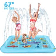 Growsland Splash Pad - 67 Sprinkler for Kids Outdoor Toys Fun Summer Water Pool Sprinkler Play Mat Outside Backyard Water Toy for Baby Toddlers Girls Boys