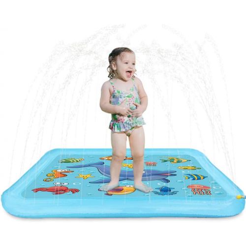  Growsland Splash Pad - 67 Sprinkler for Kids Outdoor Toys Fun Summer Water Pool Sprinkler Play Mat Outside Backyard Water Toy for Baby Toddlers Girls Boys
