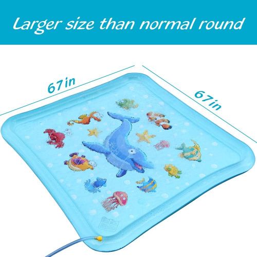  Growsland Splash Pad Sprinkler Toys for Kids - 67 Splash Play Mat Wading Pool Water Toys Summer Fun Outdoor Toys Gifts for Boys Girls