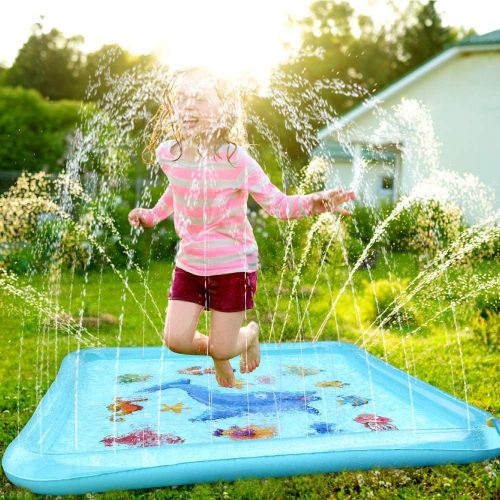  Growsland Splash Pad Sprinkler Toys for Kids - 67 Splash Play Mat Wading Pool Water Toys Summer Fun Outdoor Toys Gifts for Boys Girls