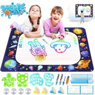 [아마존 핫딜]  [아마존핫딜]Growsland Water Drawing Mat Kids Toys - Aqua Magic Doodle Mat Mess Free Space Theme Writing Painting Educational Toy Xmas Gift for Age 2,3,4,5,6 Toddlers Boys Girls 39.4 X 27