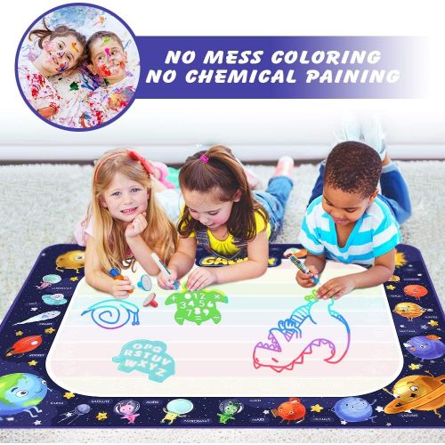  [아마존 핫딜]  [아마존핫딜]Growsland Water Drawing Mat Kids Toys - Aqua Magic Doodle Mat Mess Free Space Theme Writing Painting Educational Toy Xmas Gift for Age 2,3,4,5,6 Toddlers Boys Girls 39.4 X 27