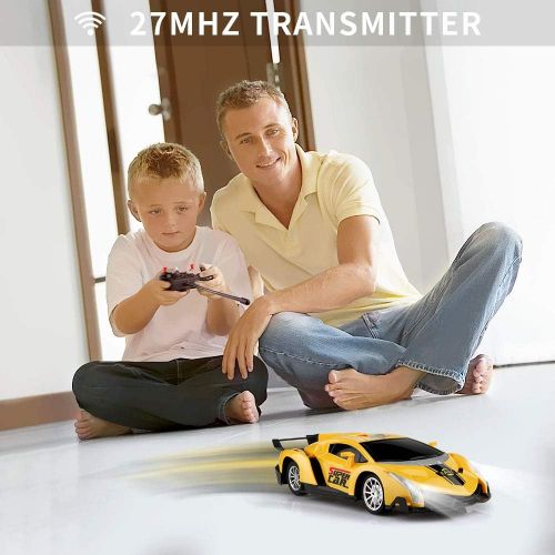  [아마존 핫딜]  [아마존핫딜]Growsland Remote Control Car, RC Cars Xmas Gifts for Kids 1/24 Electric Sport Racing Hobby Toy Car Yellow Model Vehicle for Boys Girls Adults with Lights and Controller