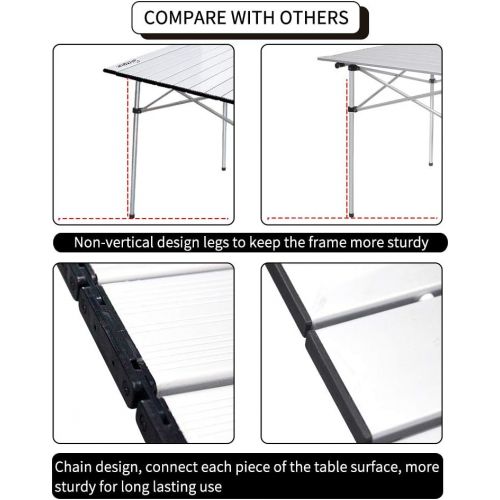  Growsun Folding Camping Table, Portable Aluminum Lightweight Square Camp Table w/Carry Bag for Outdoor and Indoor