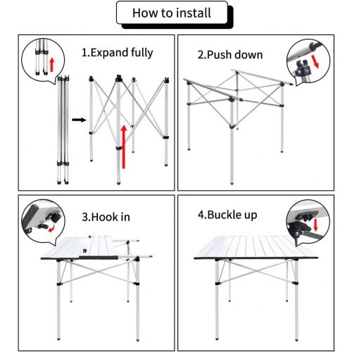  Growsun Folding Camping Table, Portable Aluminum Lightweight Square Camp Table w/Carry Bag for Outdoor and Indoor
