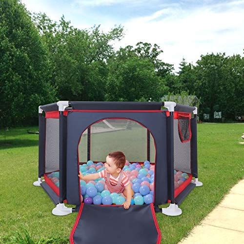  [아마존 핫딜]  [아마존핫딜]GrowthPic Baby Playpen, Playard for Baby - Safety Play Pen for Infant and Baby, with Sturdy Bases, Anti-Skid Pads, Lightweight, Navy Blue, 6-Panel