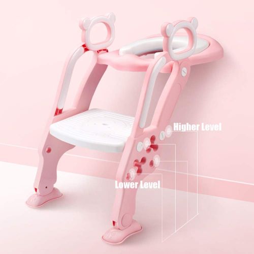  [아마존베스트]GrowthPic Toddler Toilet Training Seat Ladder with Sturdy Non-Slip Wide Step and Soft Cushion for Girls