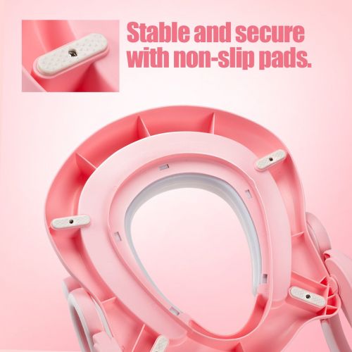  [아마존베스트]GrowthPic Toddler Toilet Training Seat Ladder with Sturdy Non-Slip Wide Step and Soft Cushion for Girls