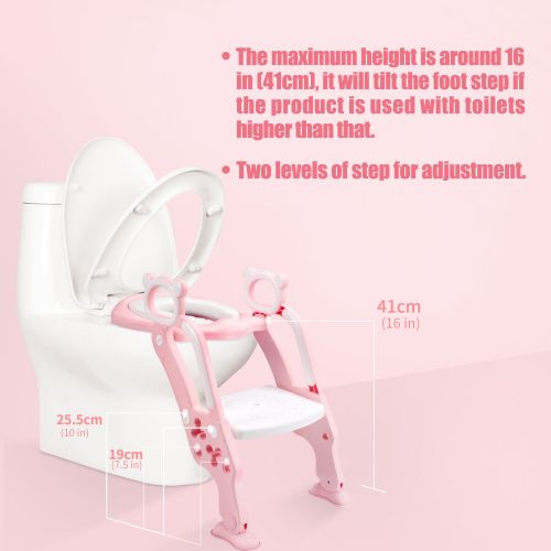  [아마존베스트]GrowthPic Toddler Toilet Training Seat Ladder with Sturdy Non-Slip Wide Step and Soft Cushion for Girls