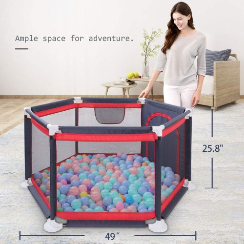  [아마존베스트]GrowthPic Baby Playpen, Playard for Baby - Safety Play Pen for Infant and Baby, with Sturdy Bases, Anti-Skid Pads, Lightweight, Navy Blue, 6-Panel