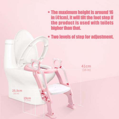  GrowthPic Toddler Toilet Training Seat Ladder with Sturdy Non-Slip Wide Step and Soft Cushion for Girls